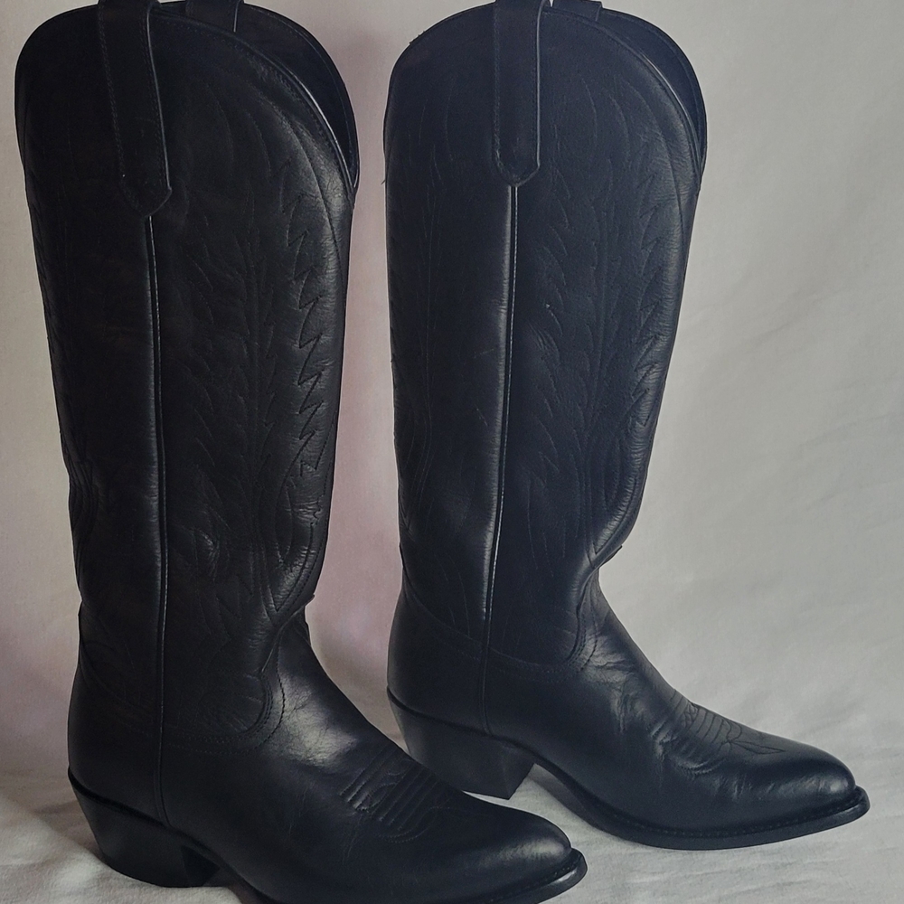 Black Leather Cowboy Boots